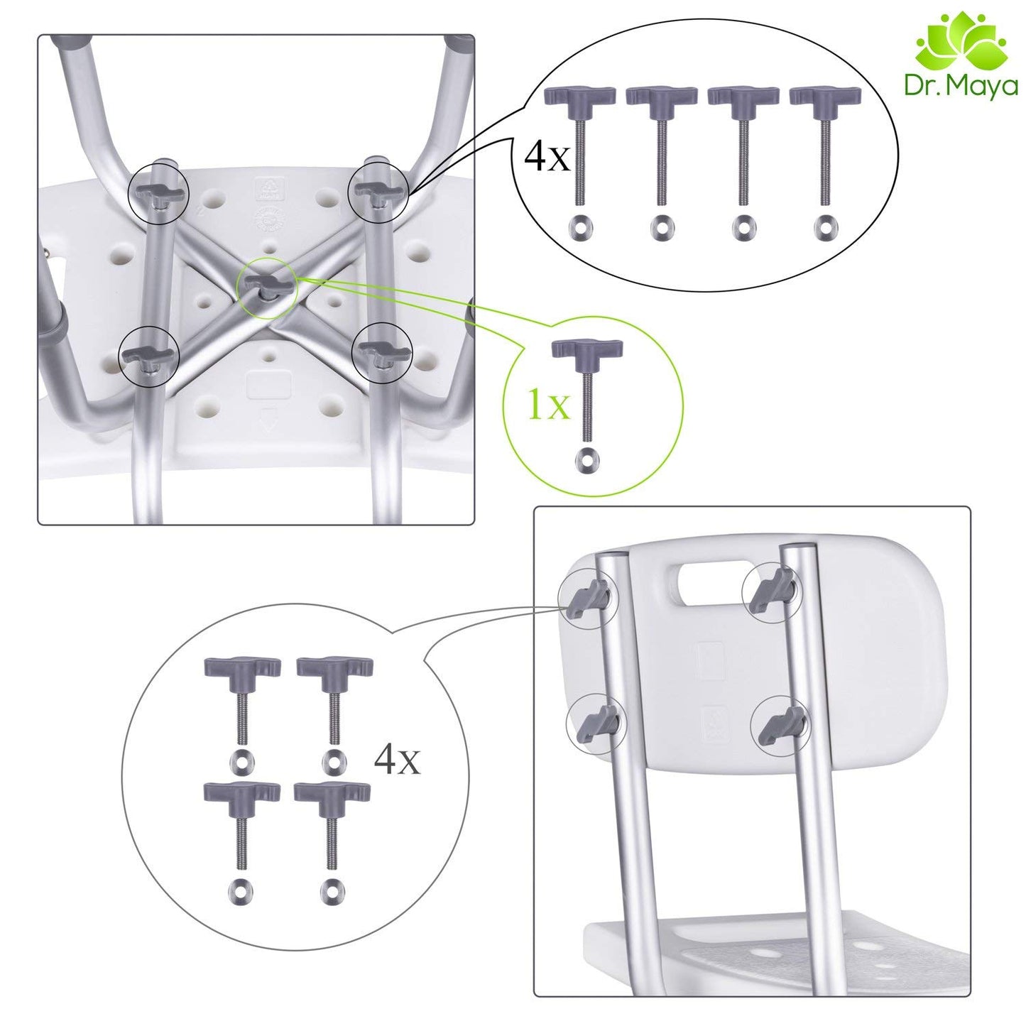 Adjustable Height Shower Chair / with Back