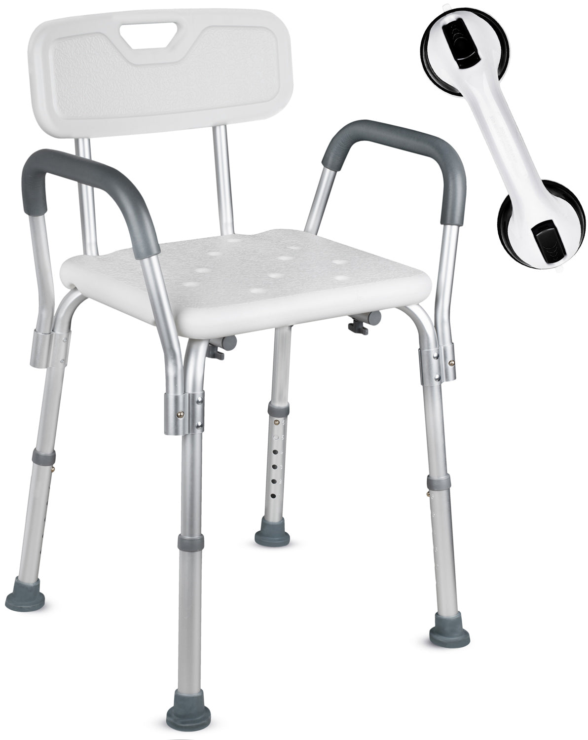 Adjustable Height Shower Chair / with Back & Arms